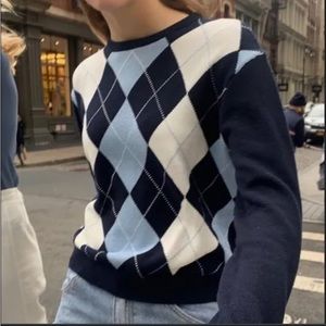 Brandy Melville navy argyle sweater